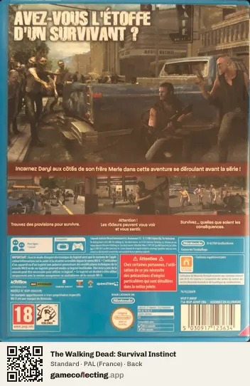 The Walking Dead: Survival Instinct Nintendo Wii U, France box back