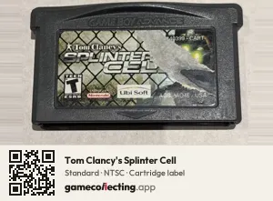Tom Clancy's Splinter Cell Game Boy Advance, NTSC cartridge label