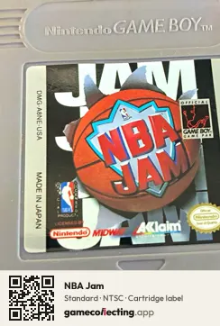 NBA Jam Game Boy, NTSC cartridge label