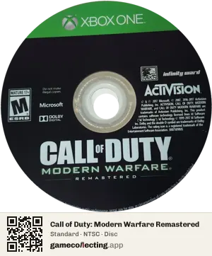 Call of Duty: Modern Warfare Remastered Xbox One, NTSC disc