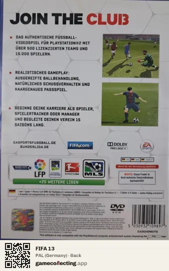 FIFA 13 PlayStation 2, Germany box back