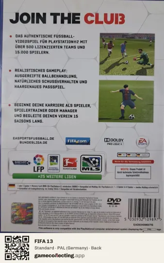 FIFA 13 PlayStation 2, Germany box back