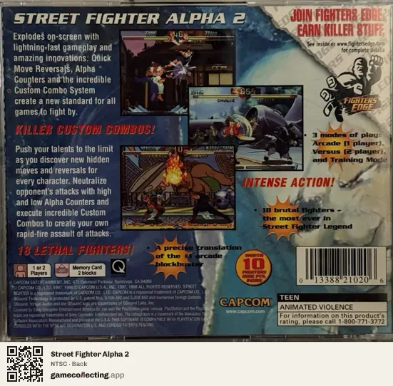 Street Fighter Alpha 2 PlayStation, NTSC box back