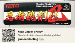Ninja Gaiden Trilogy Super Nintendo Entertainment System, Asia cartridge label