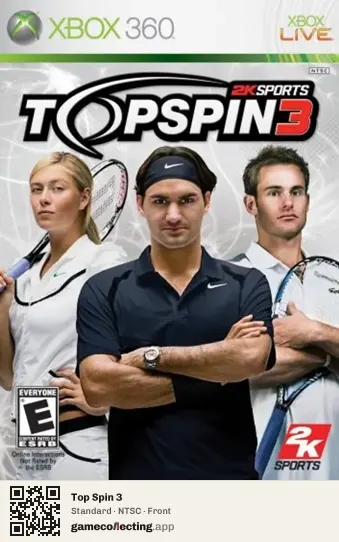Top Spin 3 Xbox 360, NTSC box front