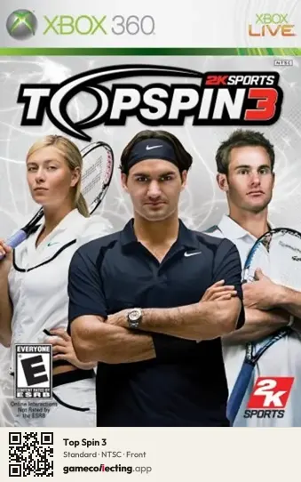 Top Spin 3 Xbox 360, NTSC box front
