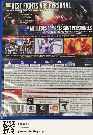 Tekken 7 PlayStation 4, NTSC box back