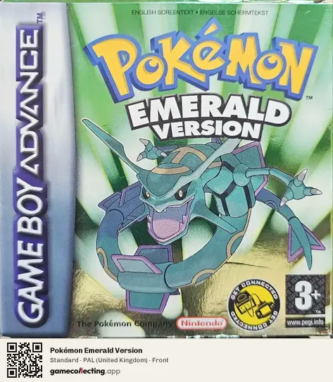 Pokémon Emerald Version Game Boy Advance, United Kingdom box front