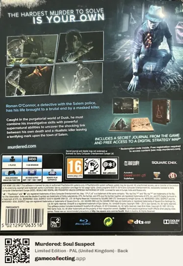 Murdered: Soul Suspect PlayStation 4, United Kingdom box back