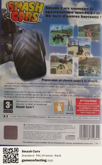 Smash Cars PlayStation 2, France box back