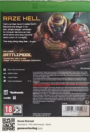 Doom Eternal Xbox One, Germany box back