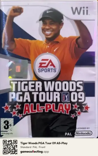 Tiger Woods PGA Tour 09 All-Play Nintendo Wii, PAL box front