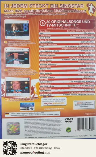 SingStar: Schlager PlayStation 2, Germany box back