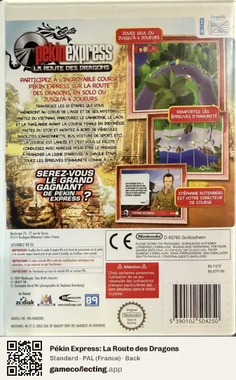 Pékin Express: La Route des Dragons Nintendo Wii, France box back
