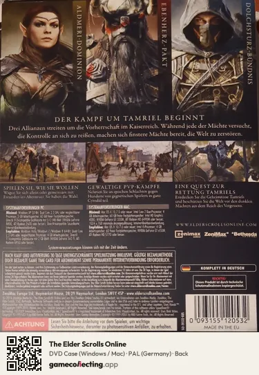 The Elder Scrolls Online Computer, Germany box back