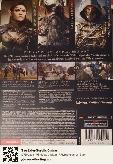 The Elder Scrolls Online Computer, Germany box back