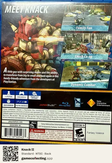 Knack II PlayStation 4, NTSC box back