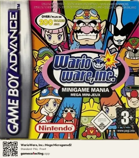 WarioWare, Inc.: Mega Microgame$! Game Boy Advance, PAL box front