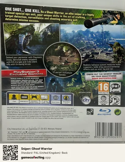 Sniper: Ghost Warrior PlayStation 3, United Kingdom box back