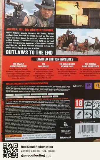 Red Dead Redemption Xbox 360, PAL box back