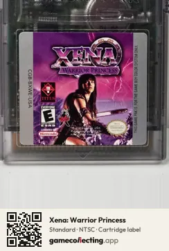 Xena: Warrior Princess Game Boy Color, NTSC cartridge label