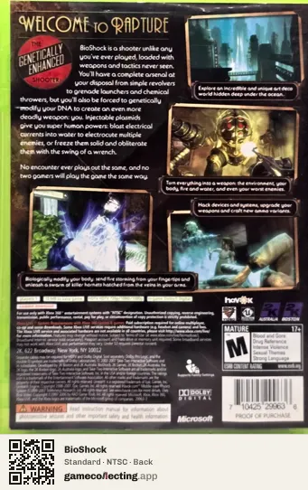 BioShock Xbox 360, NTSC box back