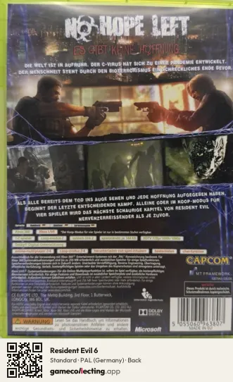 Resident Evil 6 Xbox 360, Germany box back