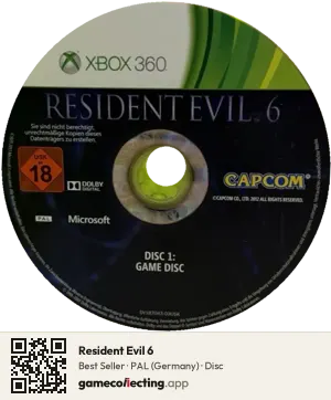 Resident Evil 6 Xbox 360, PAL disc