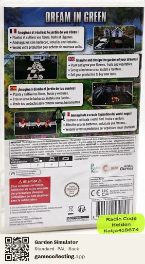 Garden Simulator Nintendo Switch, PAL box back