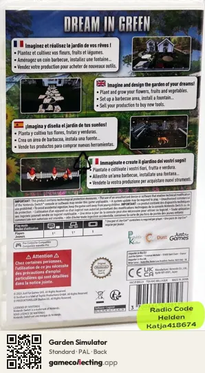 Garden Simulator Nintendo Switch, PAL box back