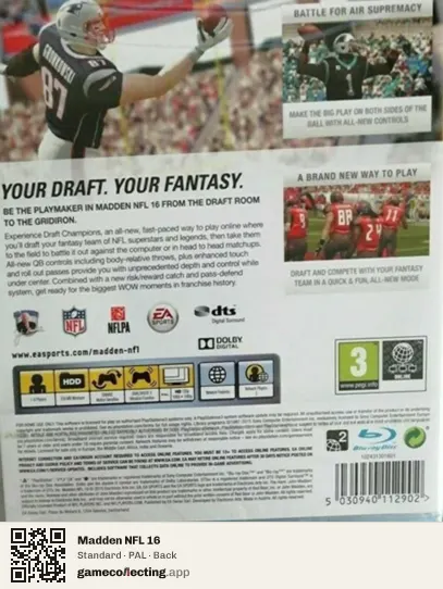 Madden NFL 16 PlayStation 3, PAL box back