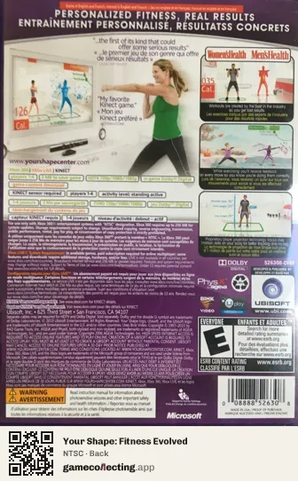 Your Shape: Fitness Evolved Xbox 360, NTSC box back