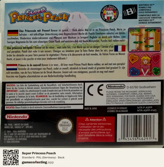 Super Princess Peach Nintendo DS, Germany box back