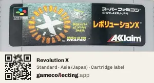 Revolution X Super Nintendo Entertainment System, Asia cartridge label