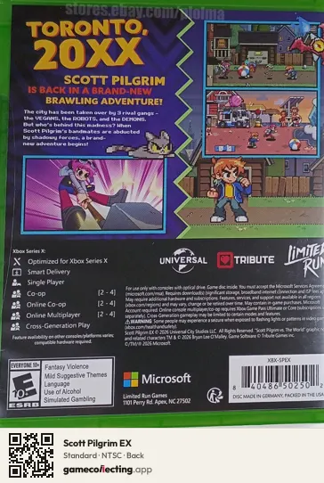Scott Pilgrim EX Xbox Series X, NTSC box back