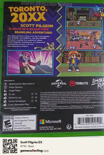 Scott Pilgrim EX Xbox Series X, NTSC box back