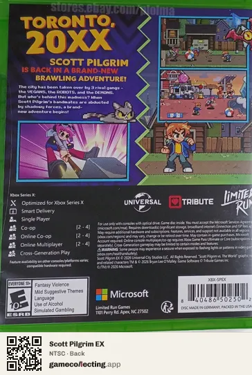 Scott Pilgrim EX Xbox Series X, NTSC box back