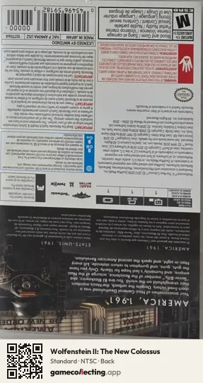 Wolfenstein II: The New Colossus Nintendo Switch, NTSC box back