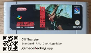 Cliffhanger Super Nintendo Entertainment System, PAL cartridge label
