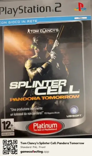 Tom Clancy's Splinter Cell: Pandora Tomorrow PlayStation 2, PAL box front