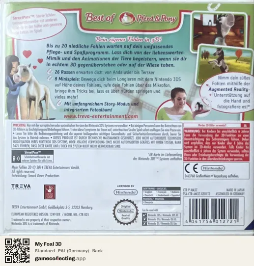 My Foal 3D Nintendo 3DS, Germany box back