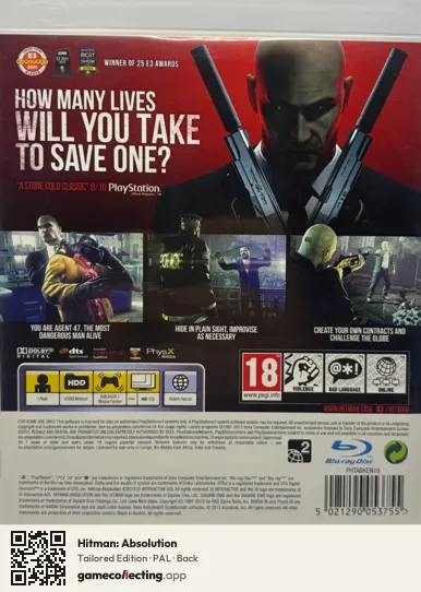 Hitman: Absolution PlayStation 3, PAL box back