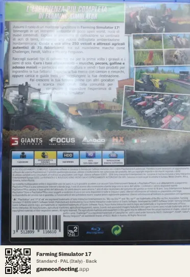 Farming Simulator 17 PlayStation 4, Italy box back