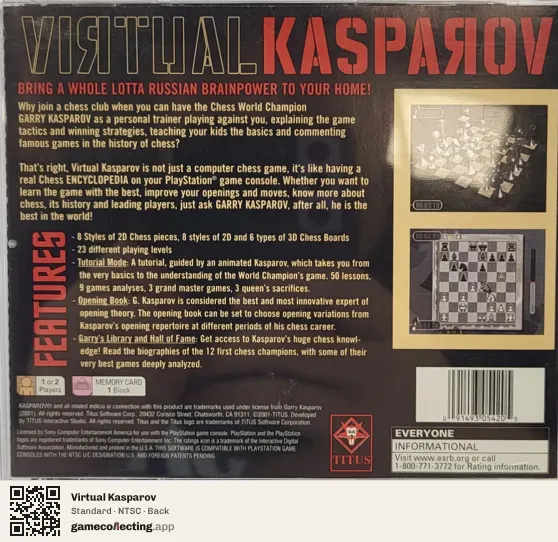 Virtual Kasparov PlayStation, NTSC box back
