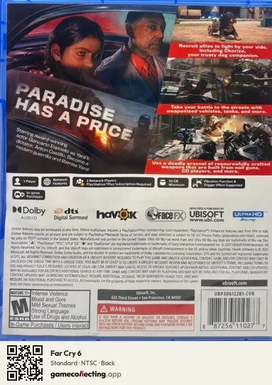 Far Cry 6 PlayStation 5, NTSC box back