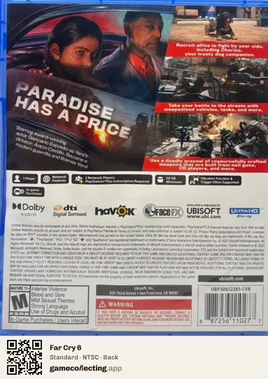 Far Cry 6 PlayStation 5, NTSC box back
