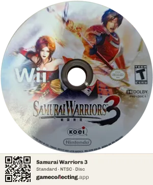 Samurai Warriors 3 Nintendo Wii, NTSC disc
