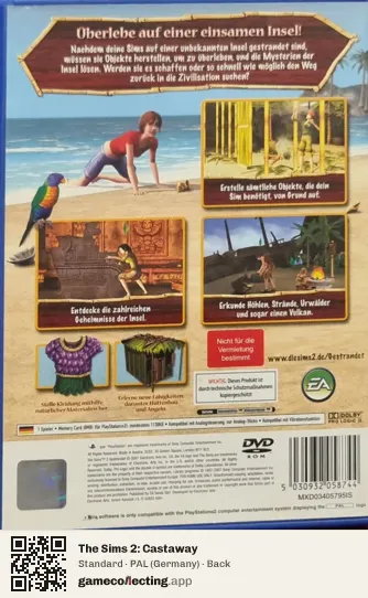 The Sims 2: Castaway PlayStation 2, Germany box back
