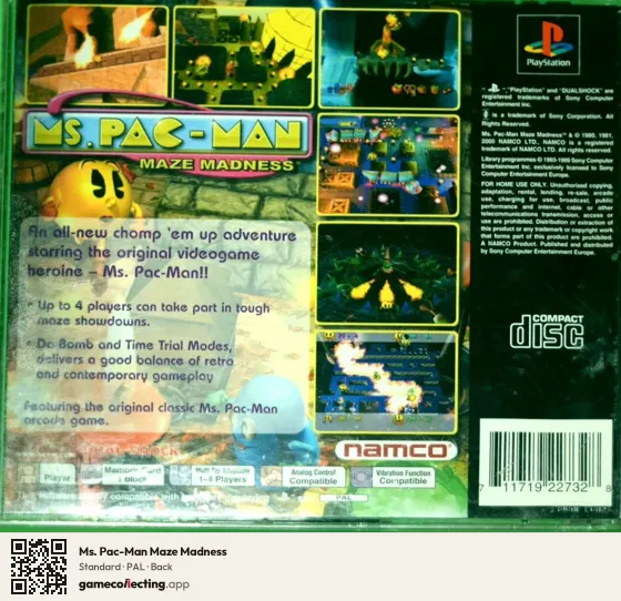 Ms. Pac-Man Maze Madness PlayStation, PAL box back