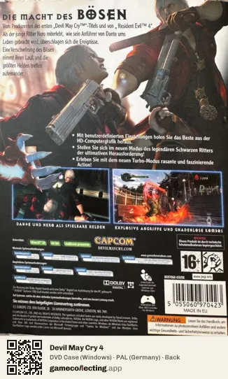 Devil May Cry 4 Computer, Germany box back
